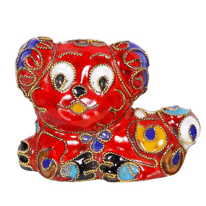 Hund S, Deko, Ziergegenstände, Cloisonne Emaille, Tierfigur,6277